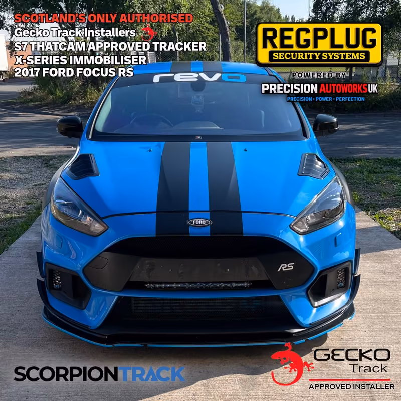2017 Ford Focus RS Stage 3 REVO finished in stunning Azura Blue is now protected with a Scorpion X Series Ghost Immobiliser & Insurance App…